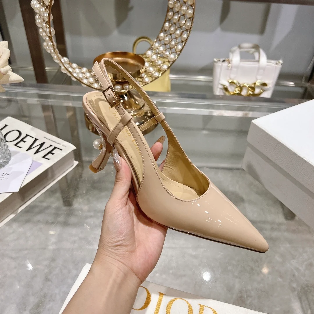 디올 Tribales 슬링백 펌프스 누드 페이턴트