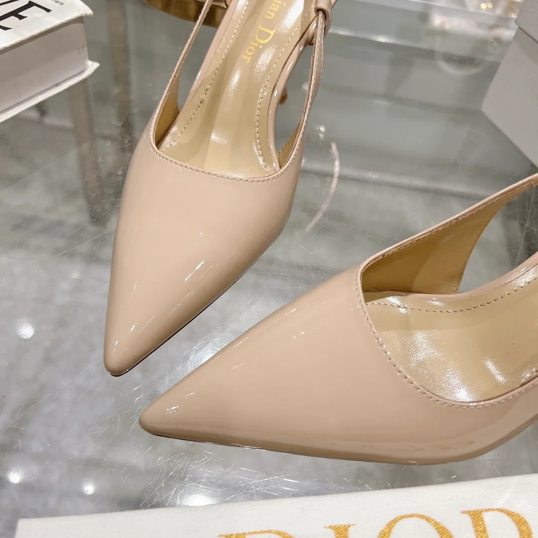 디올 Tribales 슬링백 펌프스 누드 페이턴트