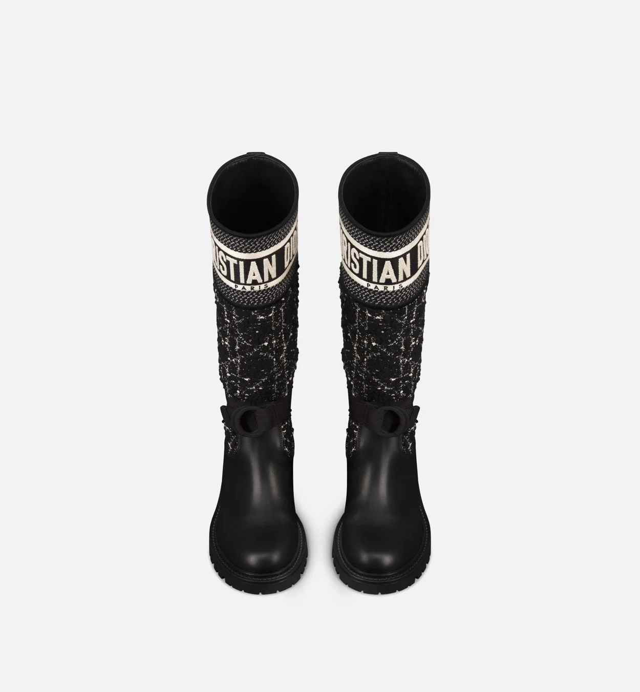 디올 D-MAJOR 까나쥬 트위드 부츠 송아지 가죽