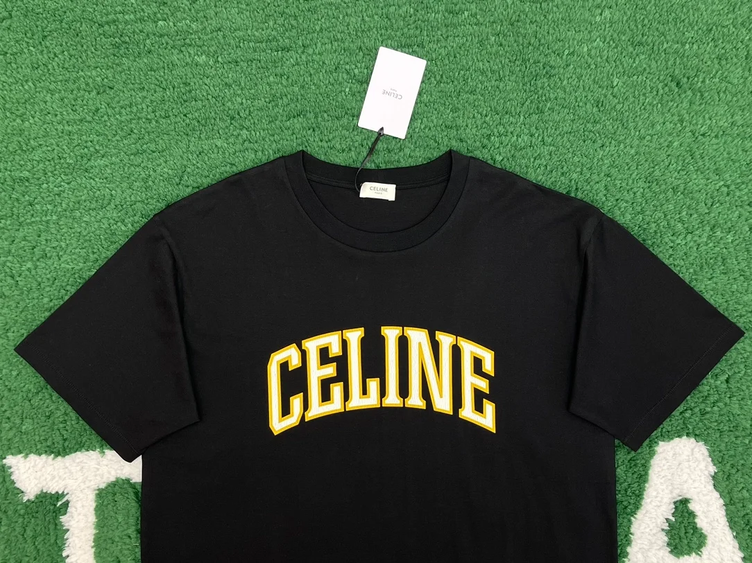 셀린느 반팔 티셔츠 블랙 옐로우 오프화이트