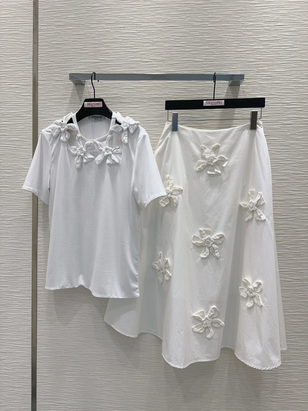 발렌티노 자수 코튼 저지 티셔츠 화이트