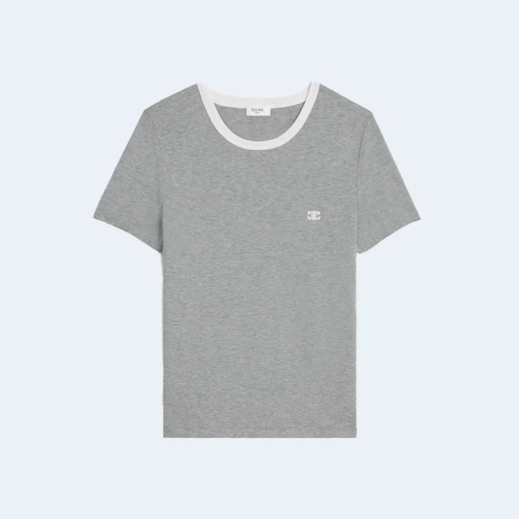 셀린느 70'S 트리옹프 코튼 저지 티셔츠 그레이