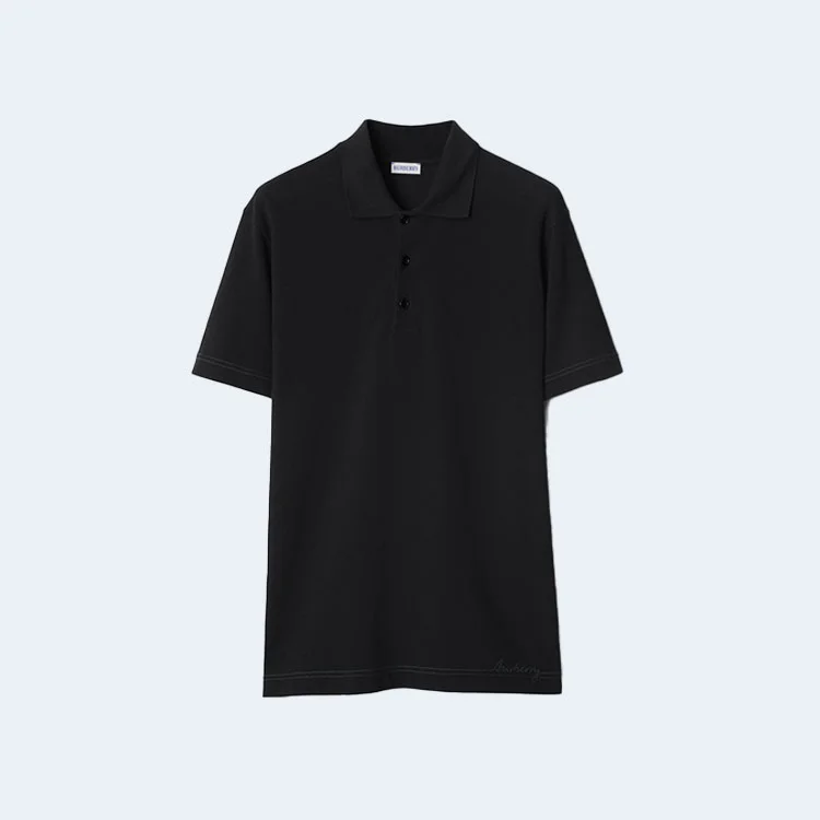 버버리 코튼 폴로 셔츠 블랙
