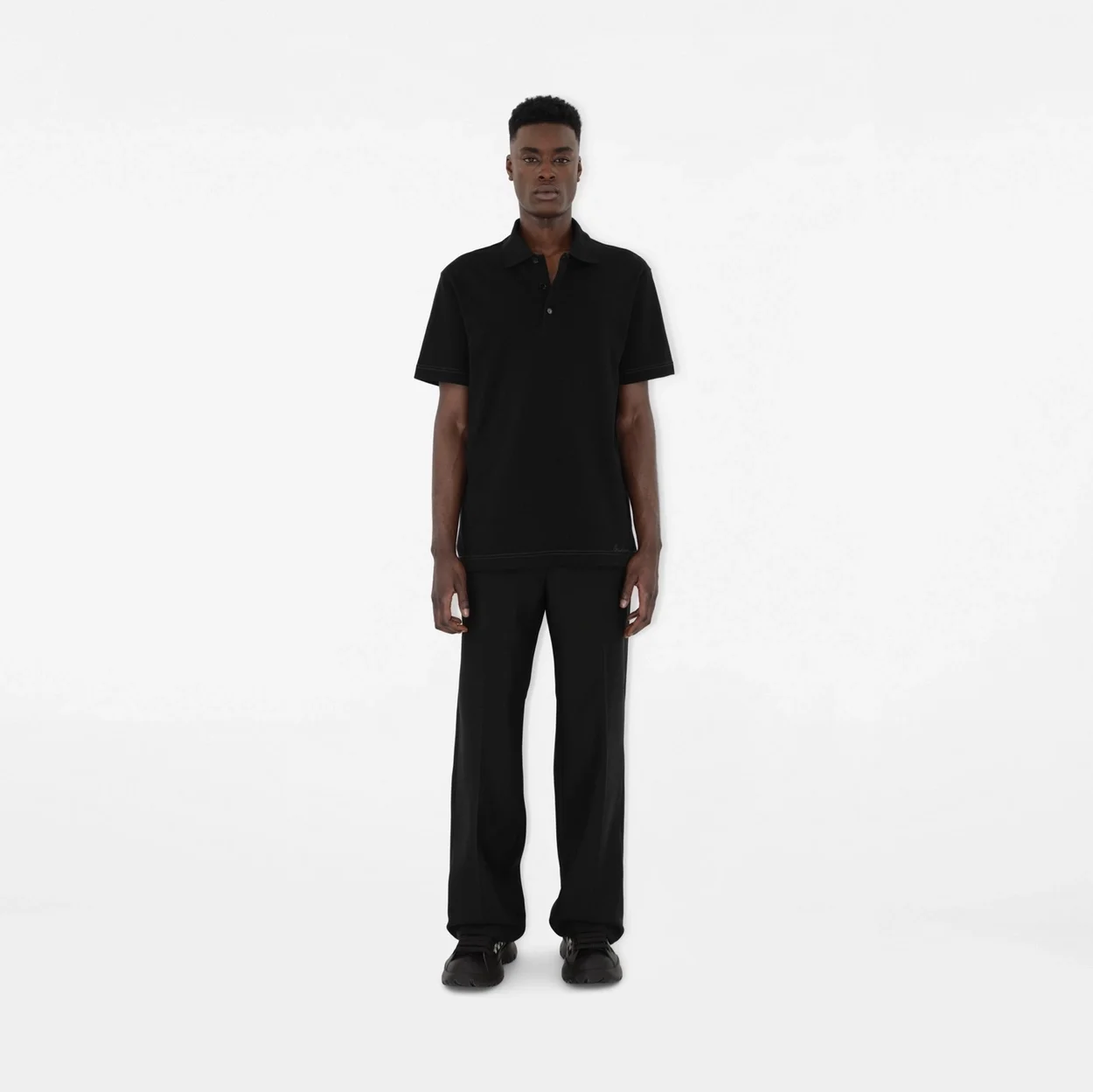 버버리 코튼 폴로 셔츠 블랙