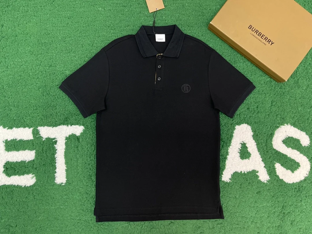 버버리 코튼 폴로 셔츠 블랙