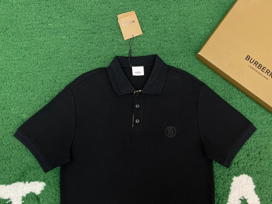 버버리 코튼 폴로 셔츠 블랙