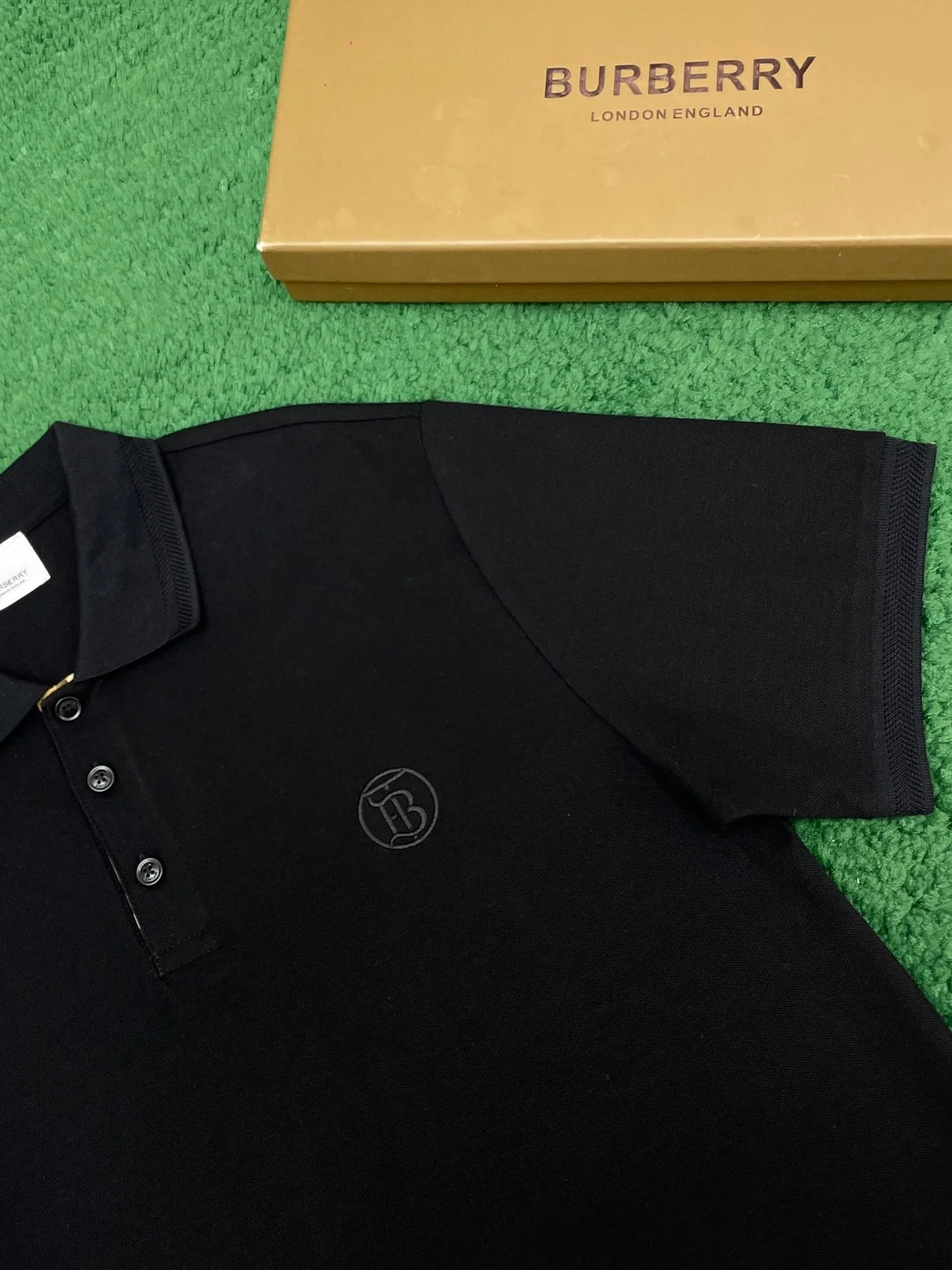 버버리 코튼 폴로 셔츠 블랙