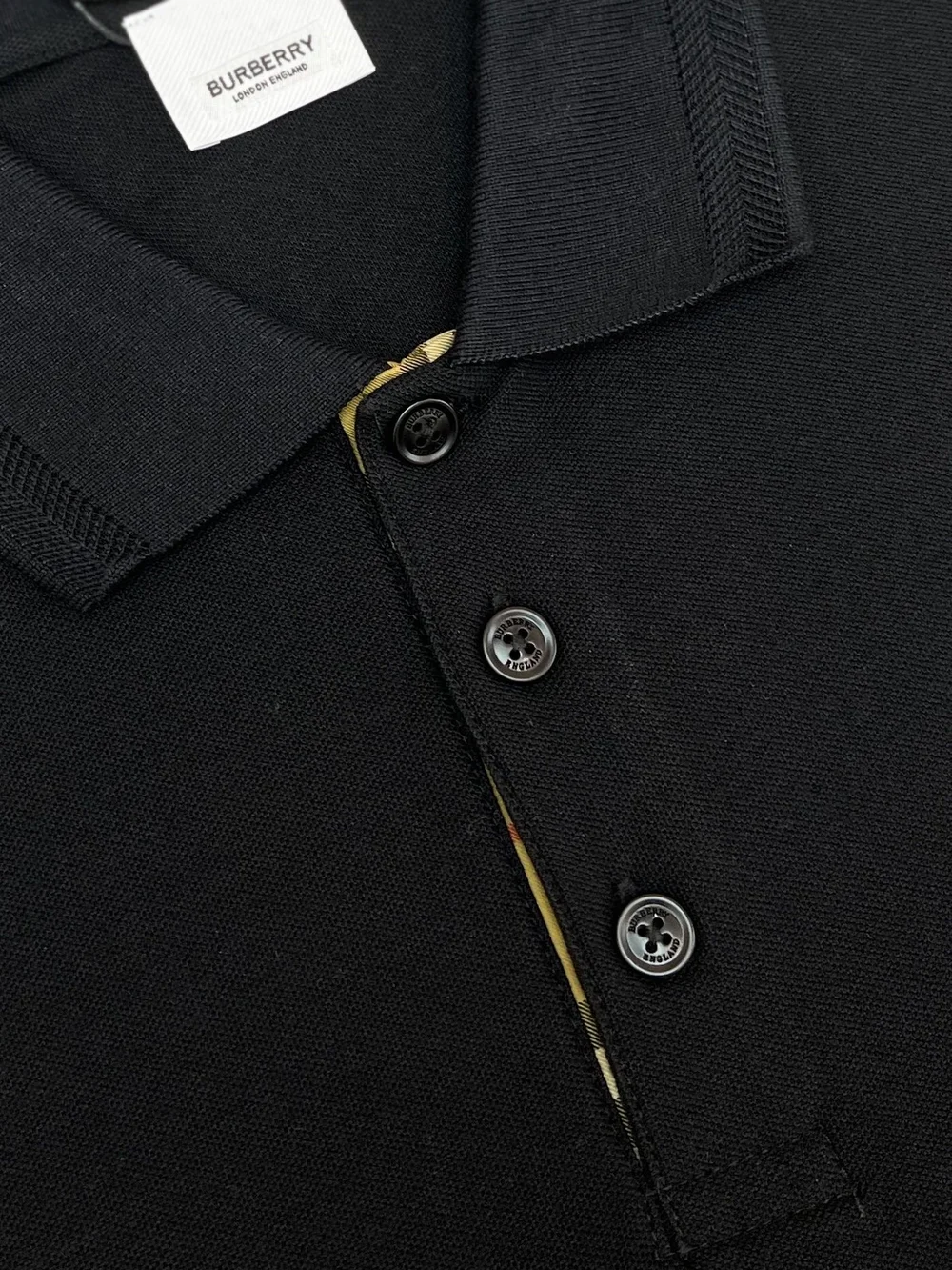 버버리 코튼 폴로 셔츠 블랙