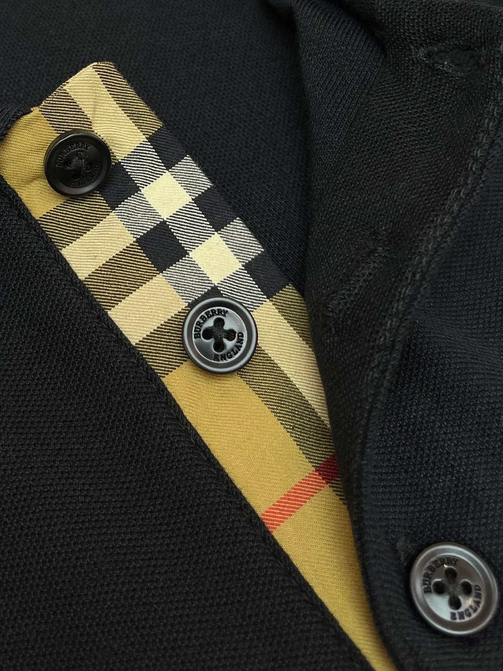 버버리 코튼 폴로 셔츠 블랙