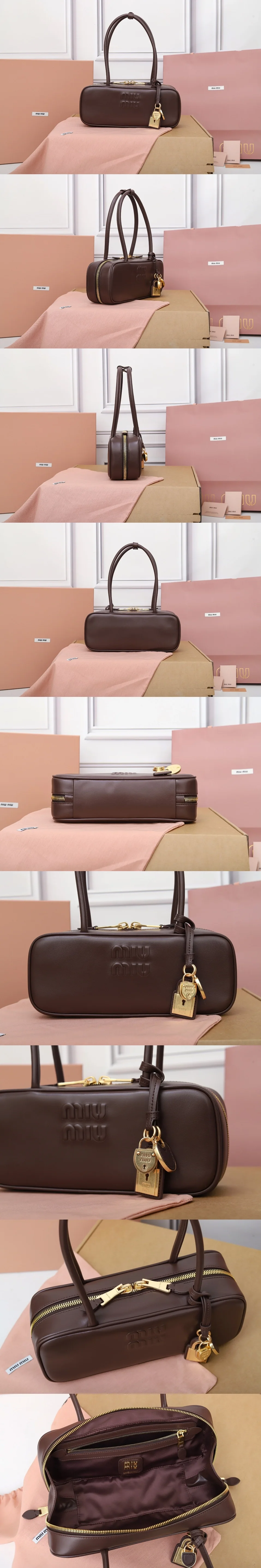 미우미우 레더 탑핸들 보 백 5BB173