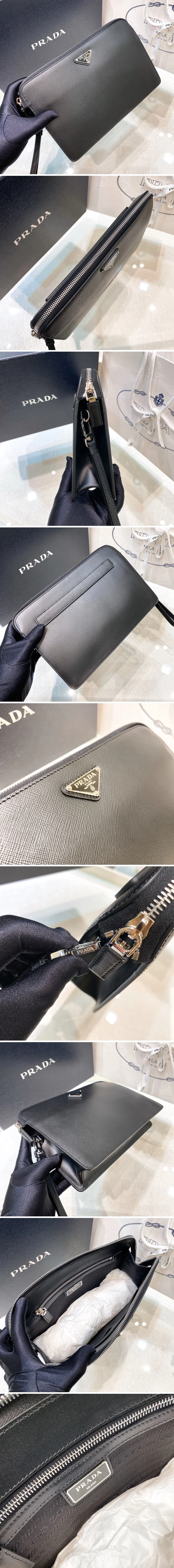 프라다 사피아노 가죽 클러치