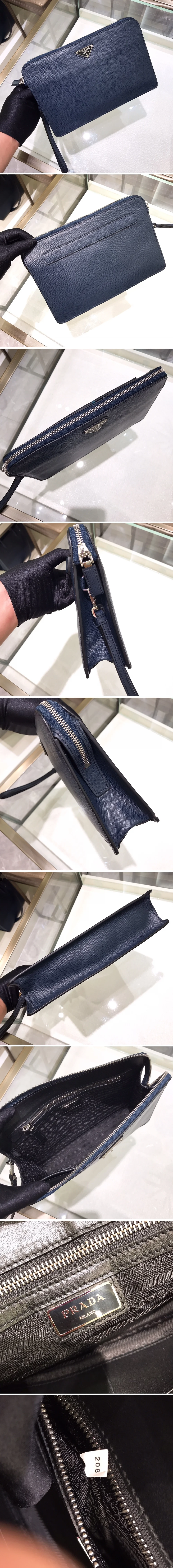 프라다 사피아노 가죽 클러치