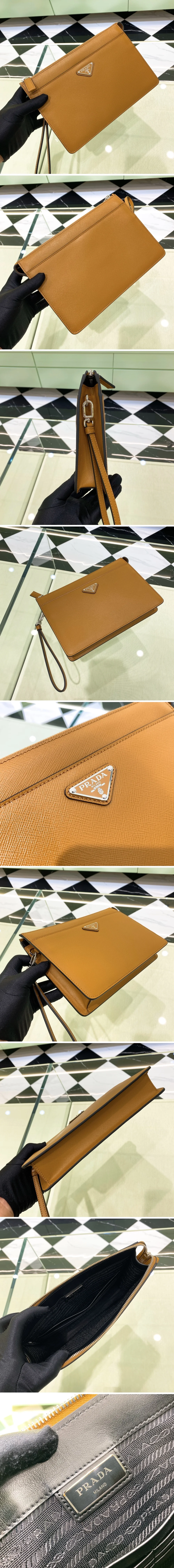 프라다 사피아노 가죽 클러치