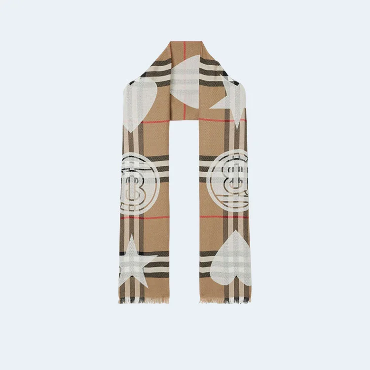 버버리 몽타주 체크 울 캐시미어 스카프