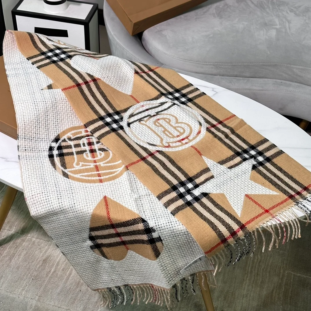 버버리 몽타주 체크 울 캐시미어 스카프