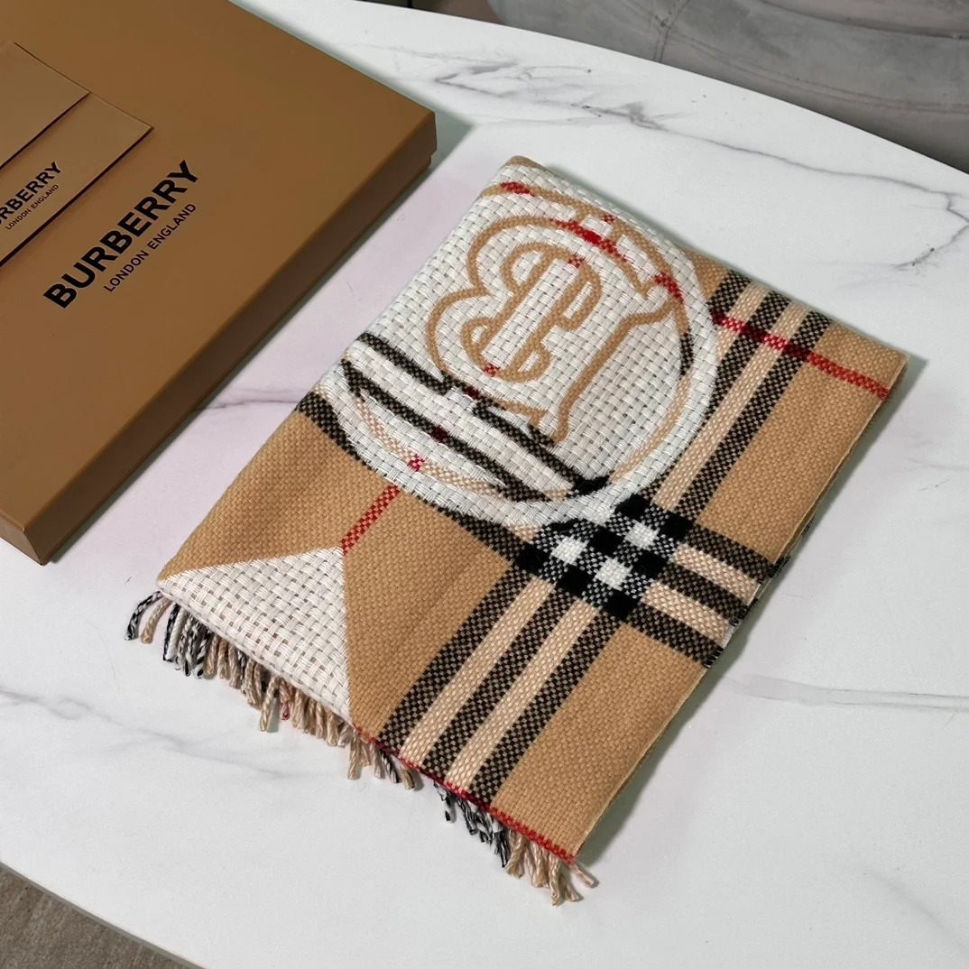 버버리 몽타주 체크 울 캐시미어 스카프