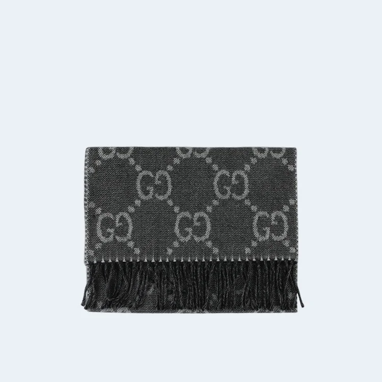 구찌 GG 그레이 블랙 태슬 머플러