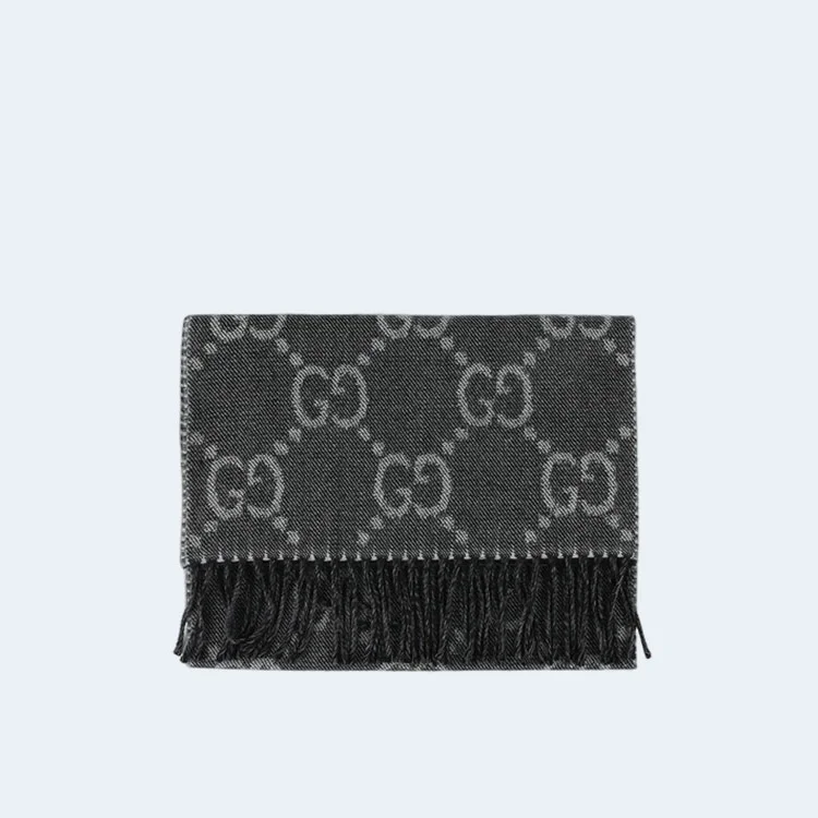 구찌 GG 그레이 블랙 태슬 머플러