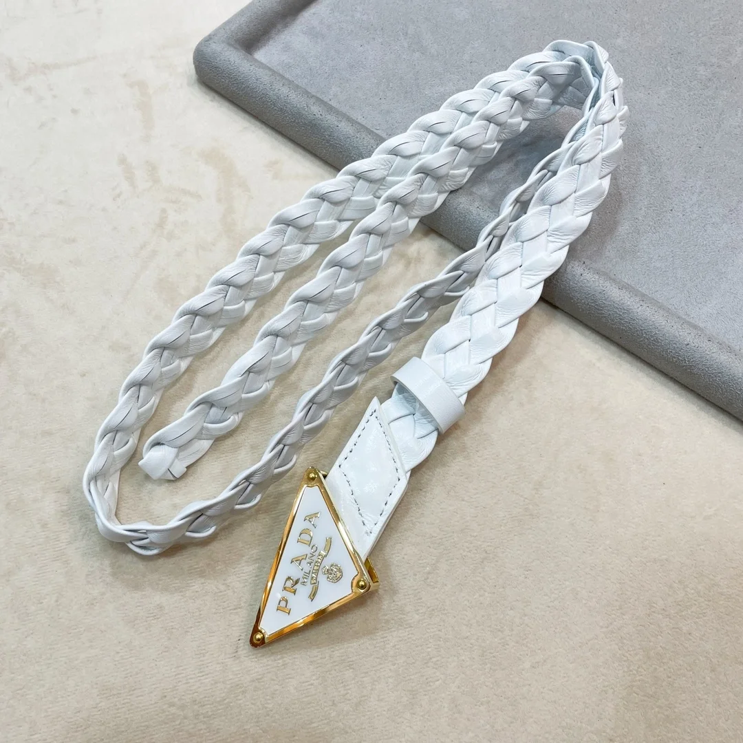 프라다 나파 레더 벨트 화이트 25mm