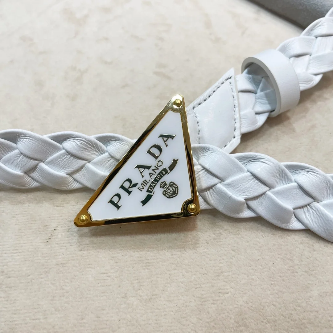 프라다 나파 레더 벨트 화이트 25mm