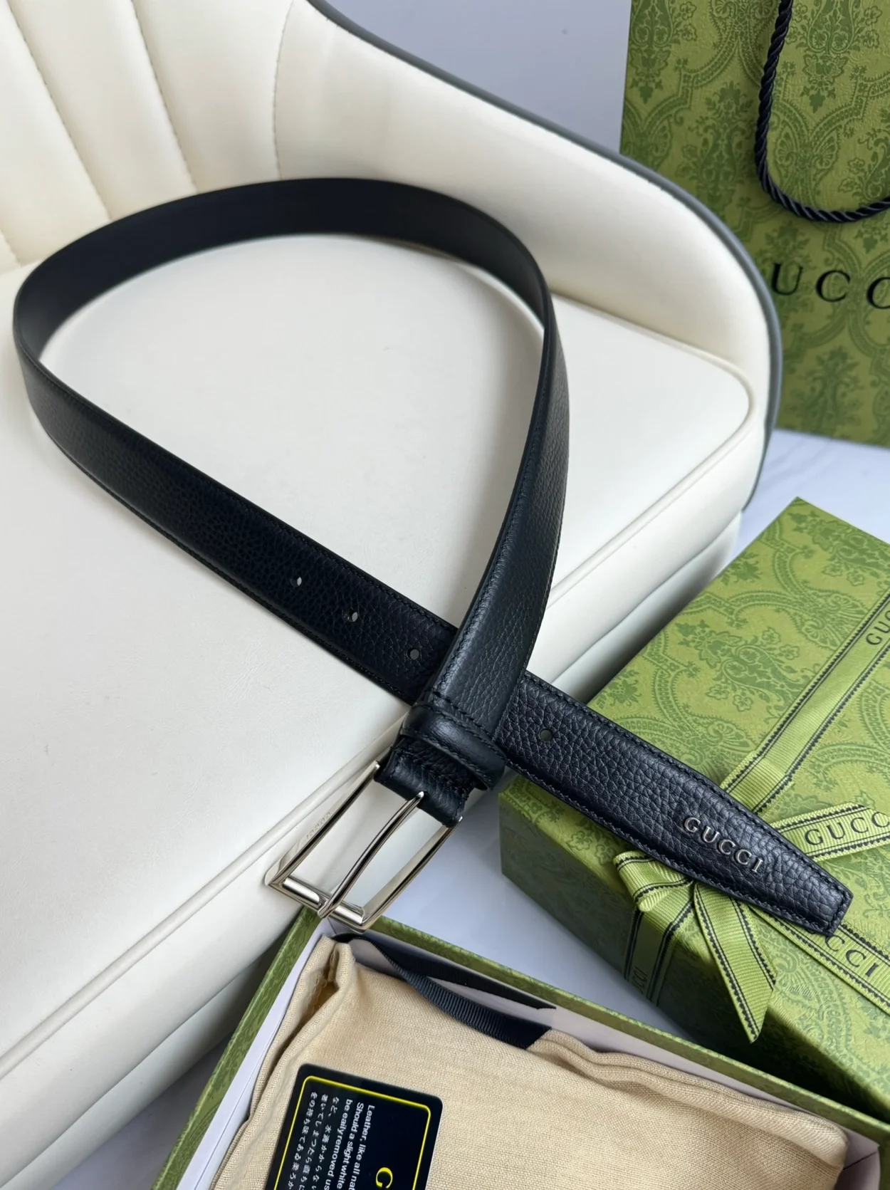 구찌 직사각형 버클 벨트 블랙 30mm