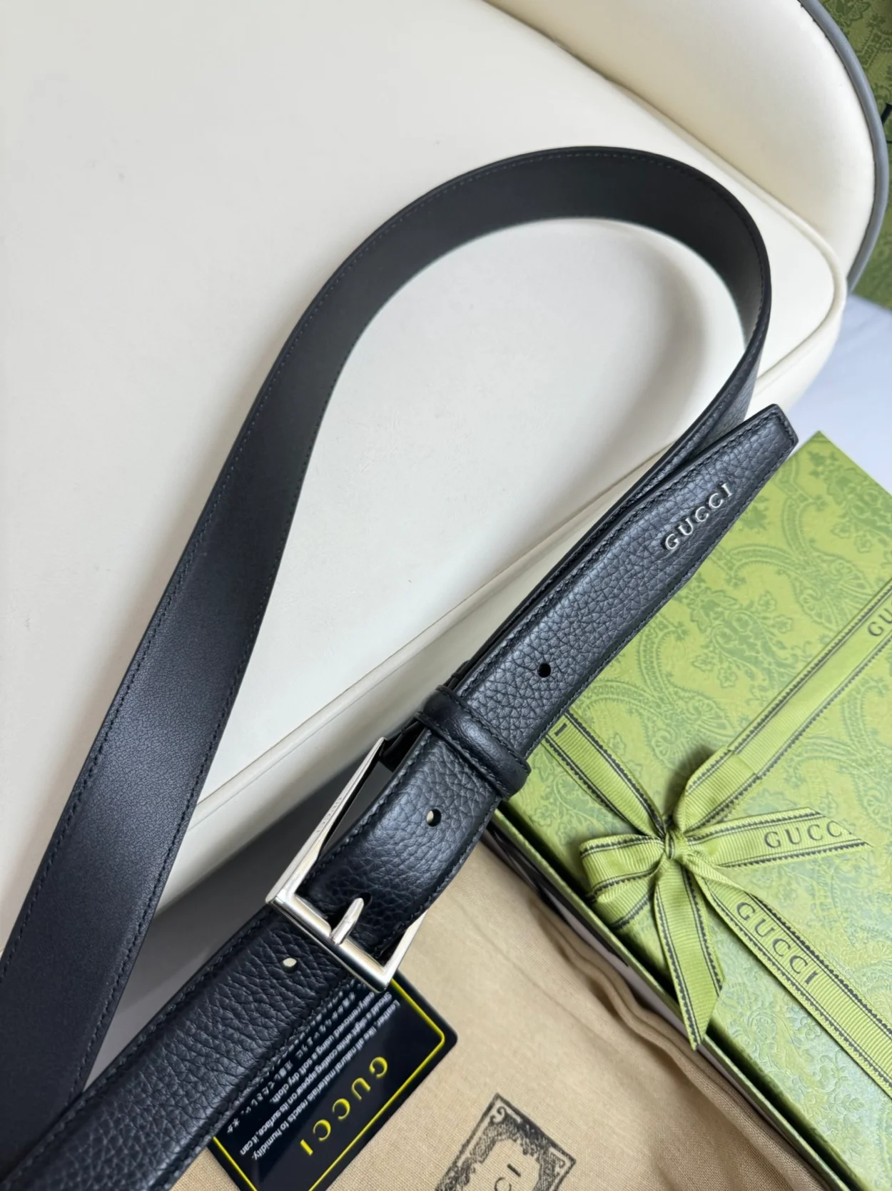 구찌 직사각형 버클 벨트 블랙 30mm