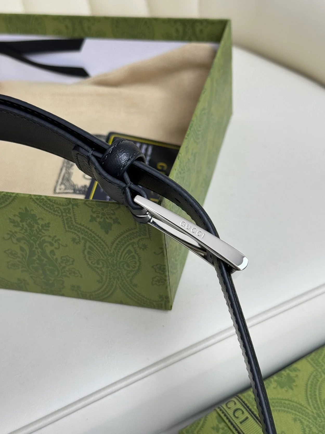 구찌 직사각형 버클 벨트 블랙 30mm