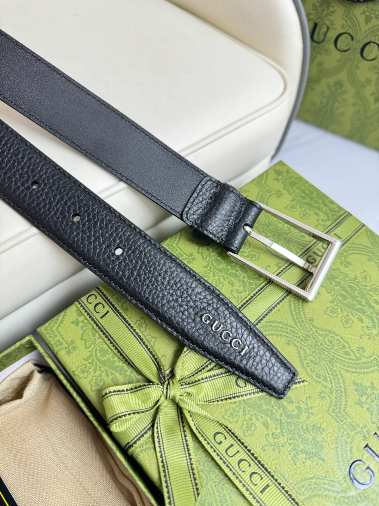 구찌 직사각형 버클 벨트 블랙 30mm