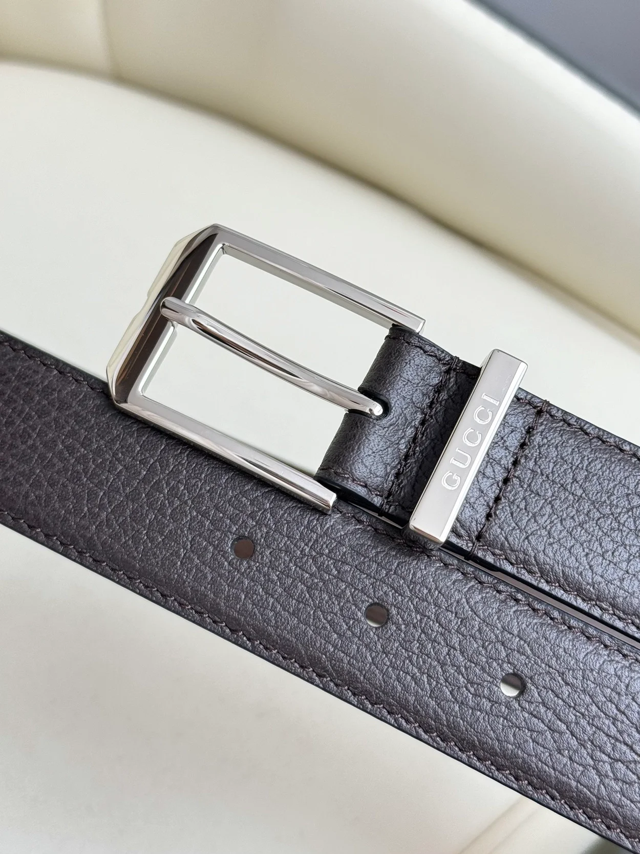 구찌 직사각형 버클 벨트 브라운 30mm