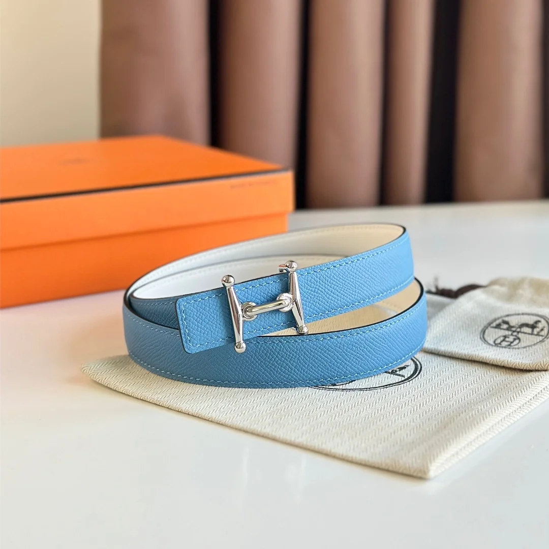 에르메스 MORS H 리버서블 화이트 벨트 은장 24mm