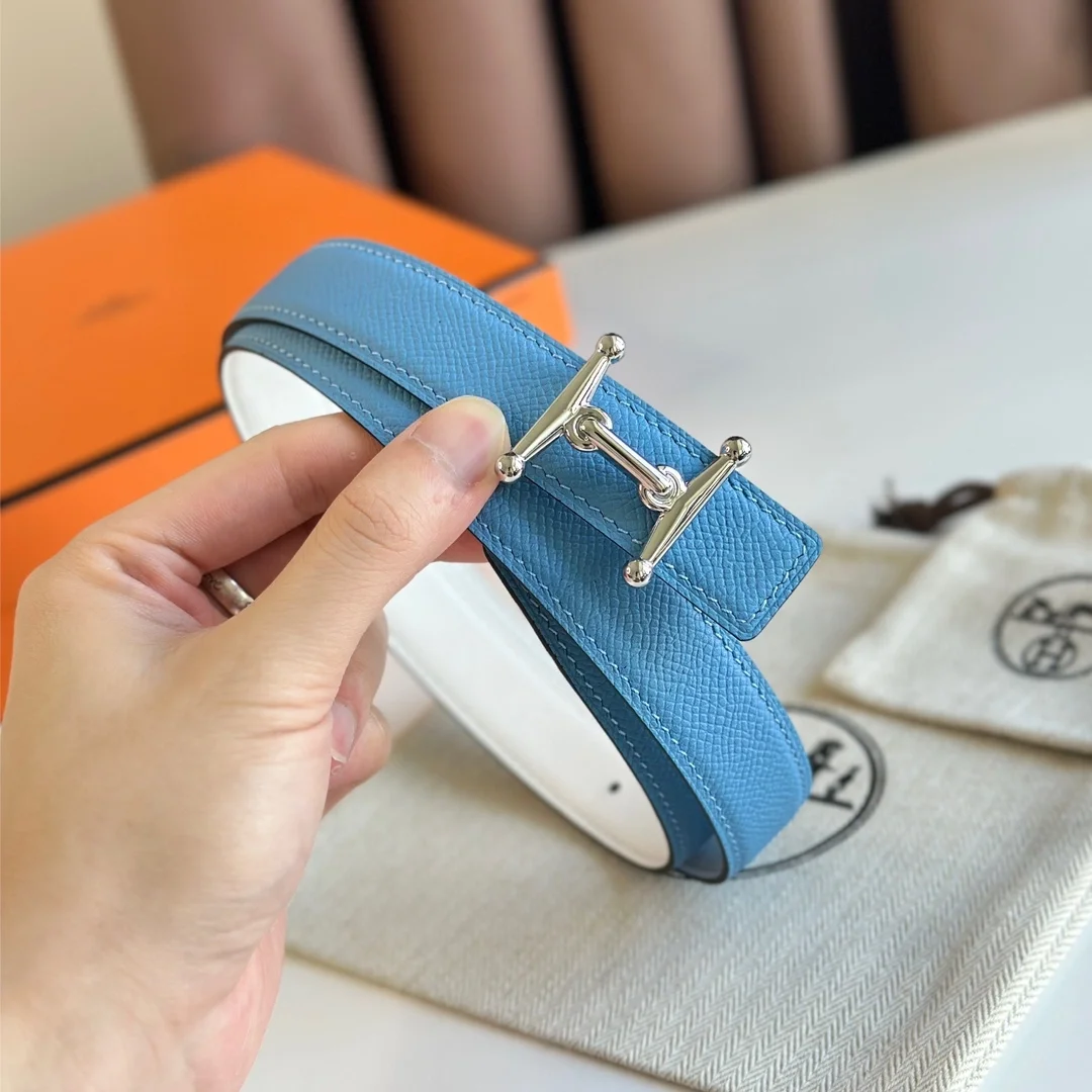 에르메스 MORS H 리버서블 화이트 벨트 은장 24mm