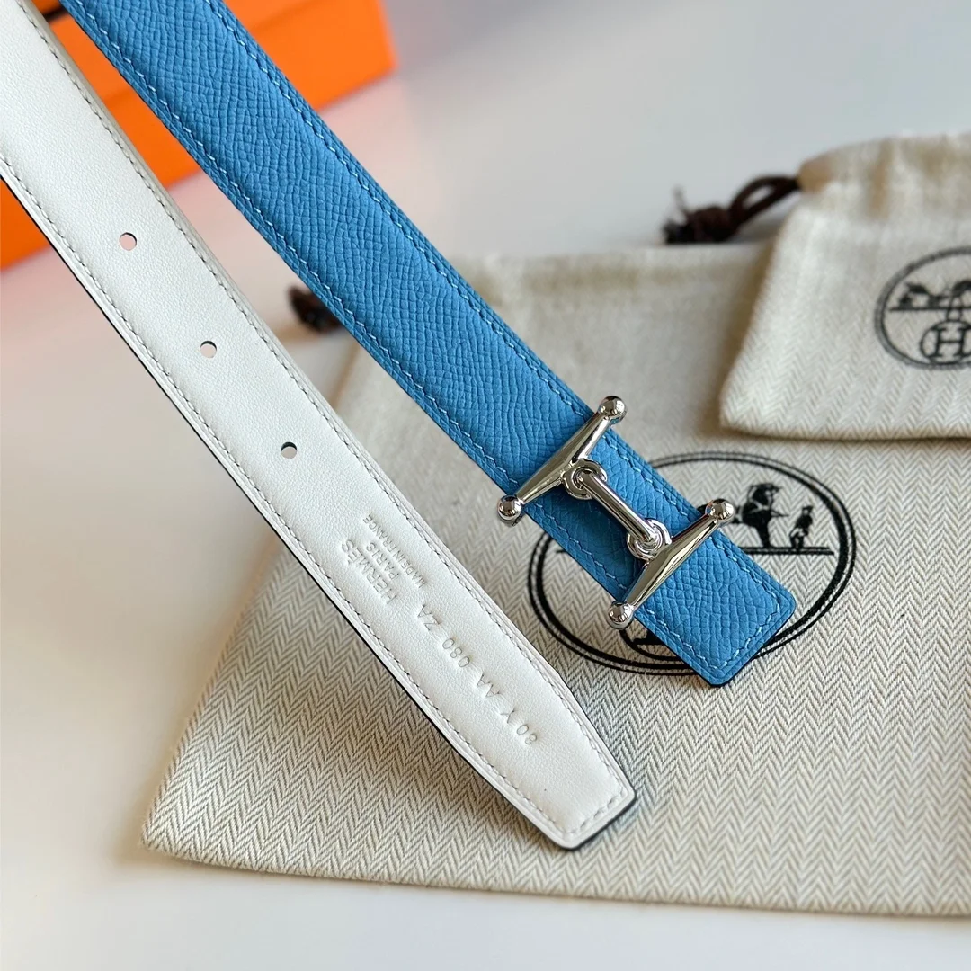 에르메스 MORS H 리버서블 화이트 벨트 은장 24mm