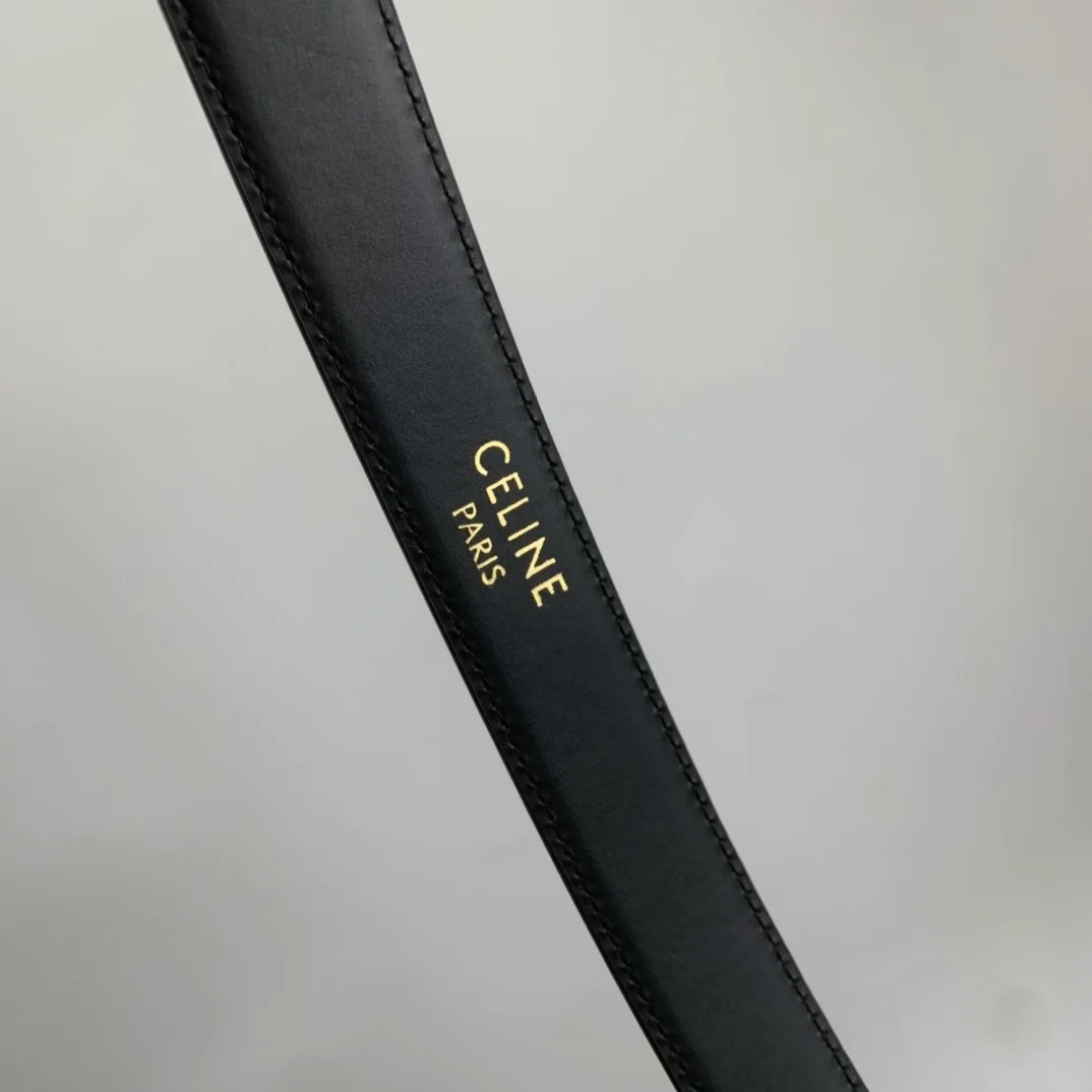 셀린느 미디엄 퀴어 트리옹프 벨트 블랙 25mm