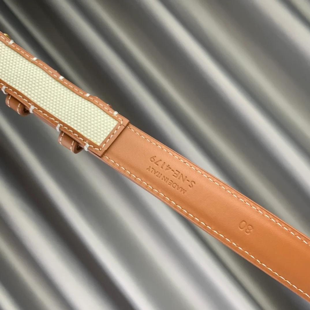 셀린느 미디엄 트리옹프 텍스타일 벨트 탠 25mm
