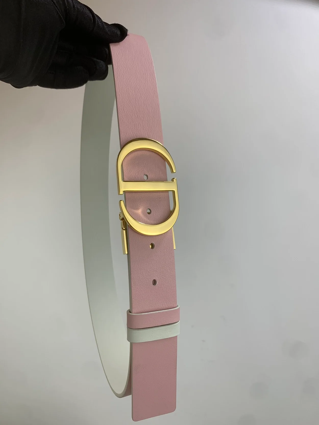 디올 30 몽테뉴 리버서블 벨트 핑크 라떼 35mm