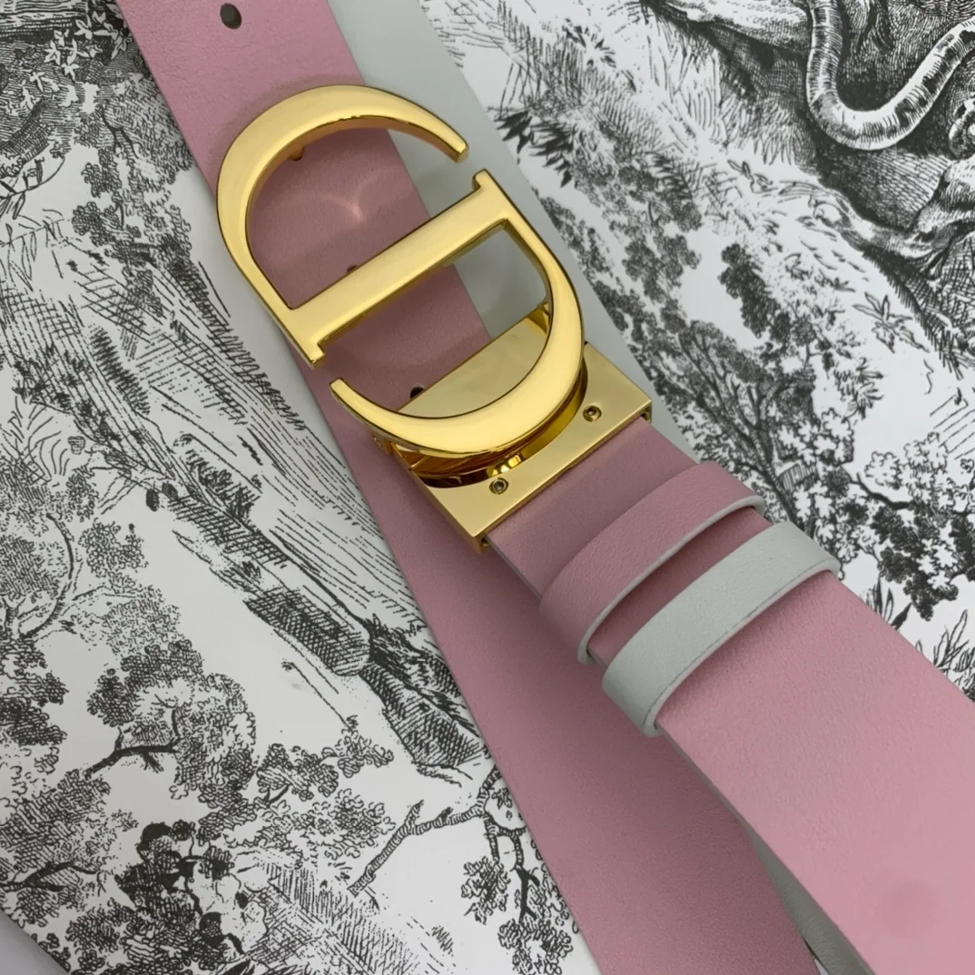 디올 30 몽테뉴 리버서블 벨트 핑크 라떼 35mm