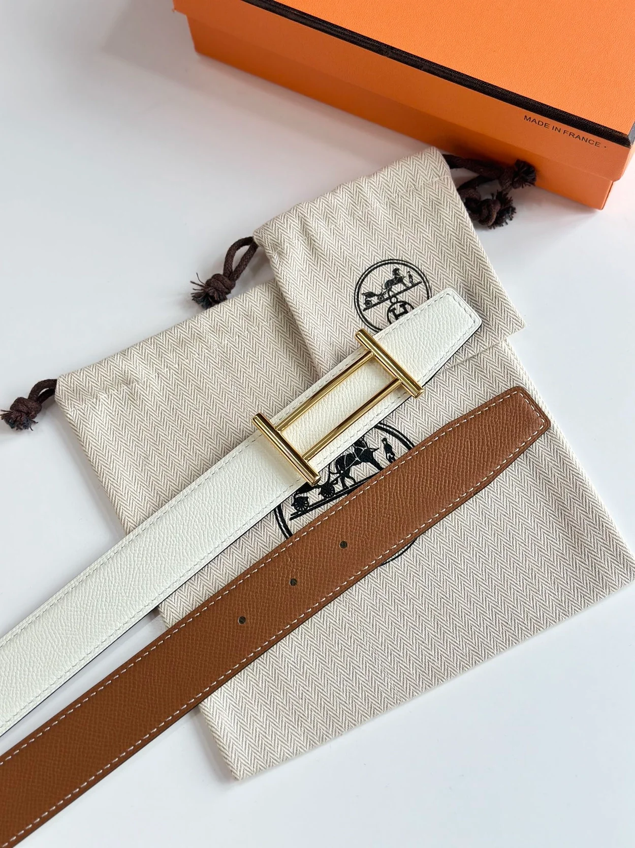 에르메스 라이더 리버서블 벨트 골드 32mm