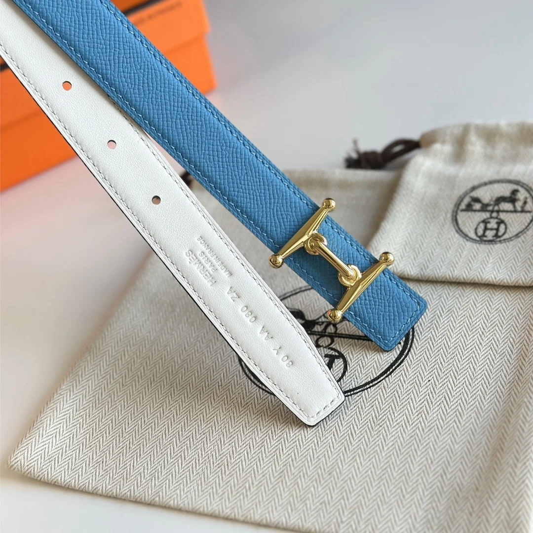 에르메스 MORS H 리버서블 화이트 벨트 금장 24mm