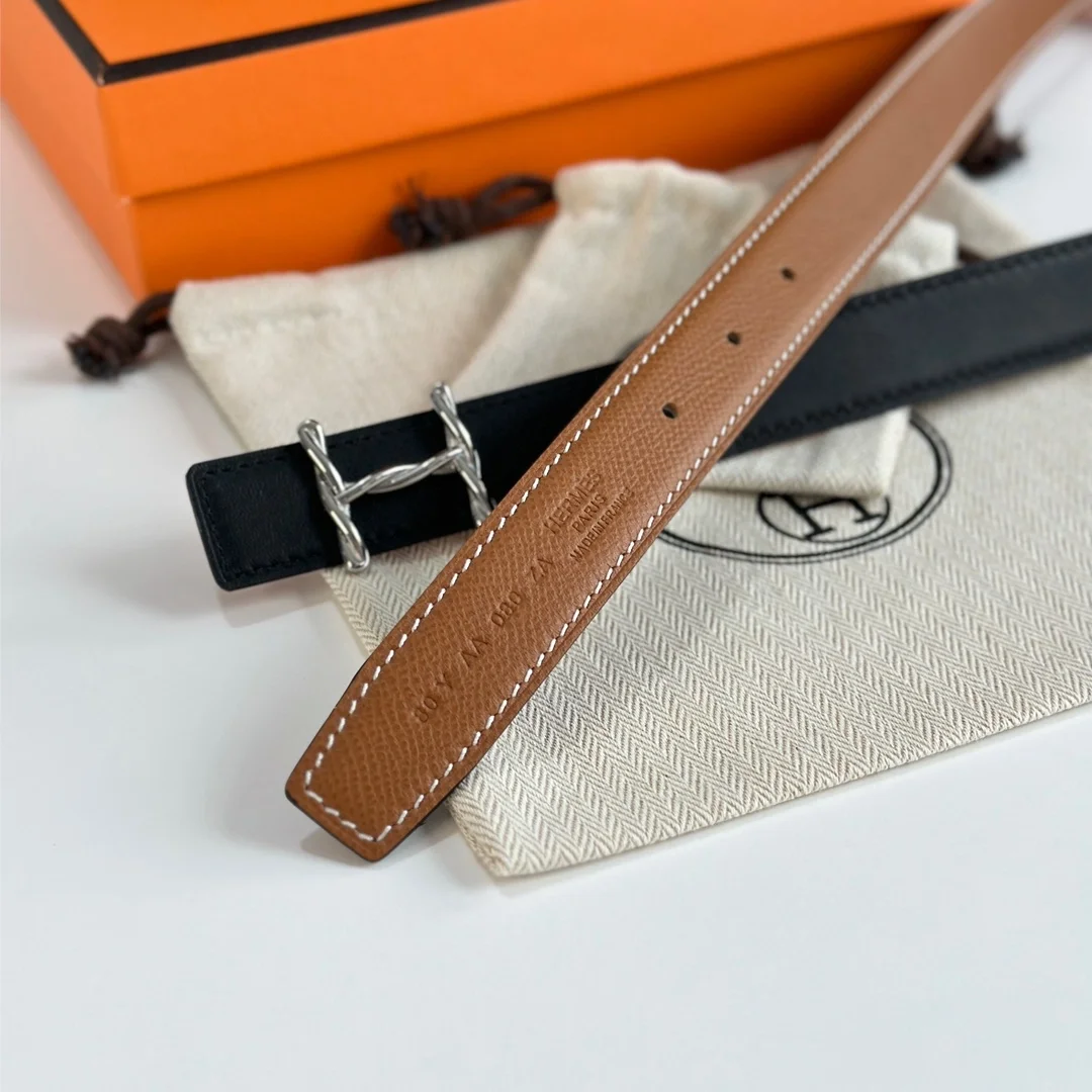 에르메스 H 트위스트 리버서블 브라운 벨트 24mm