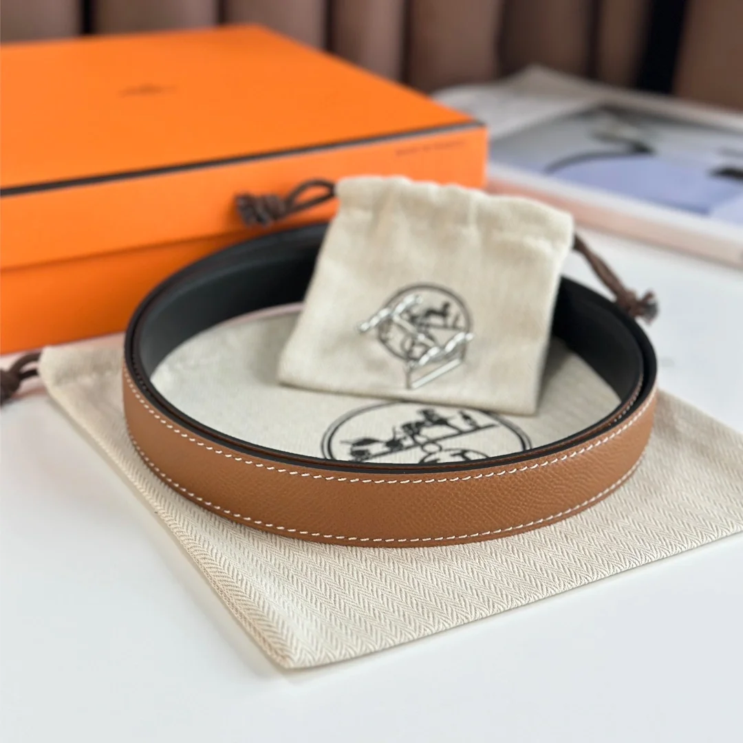 에르메스 H 트위스트 리버서블 브라운 벨트 24mm