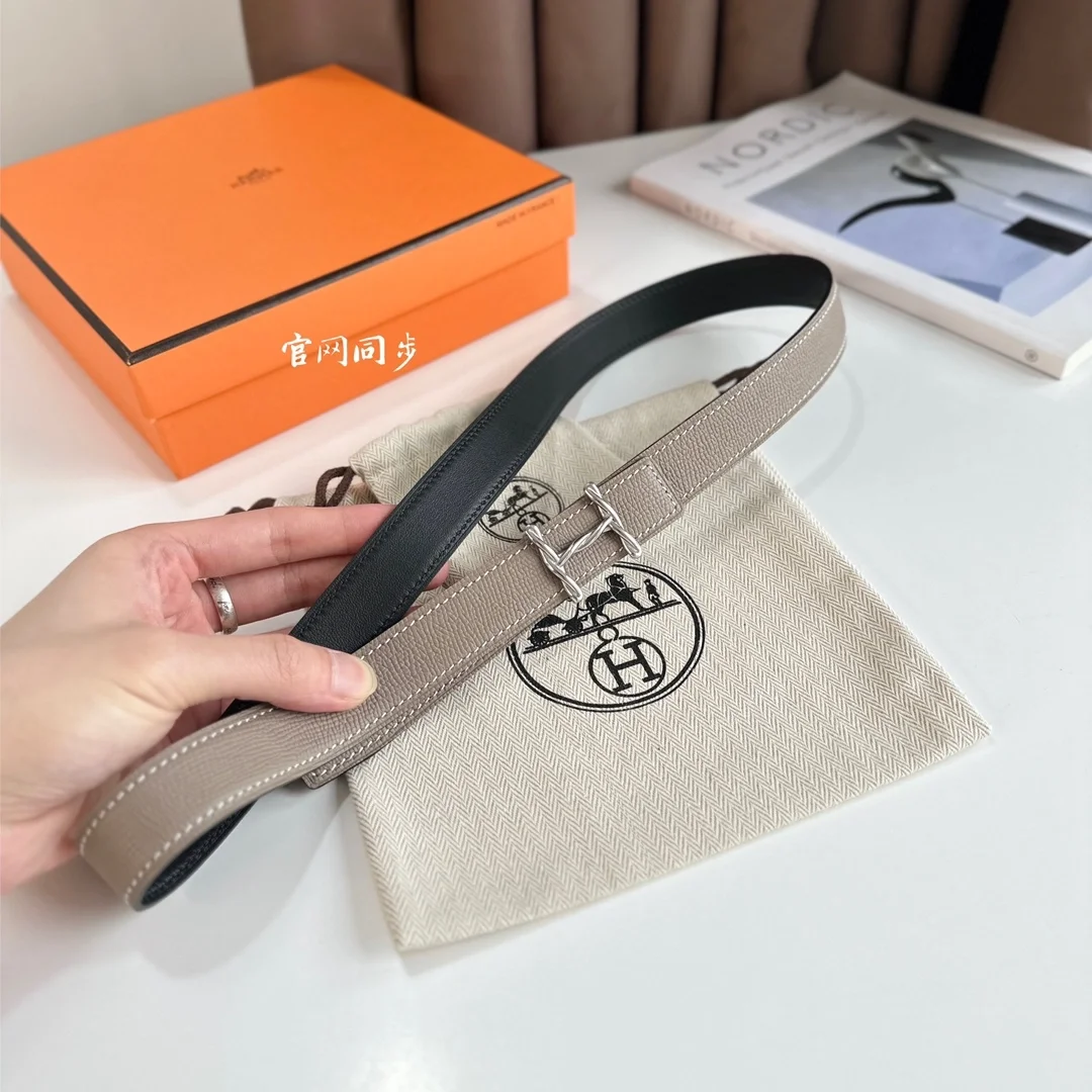 에르메스 H 트위스트 리버서블 베이지 벨트 24mm