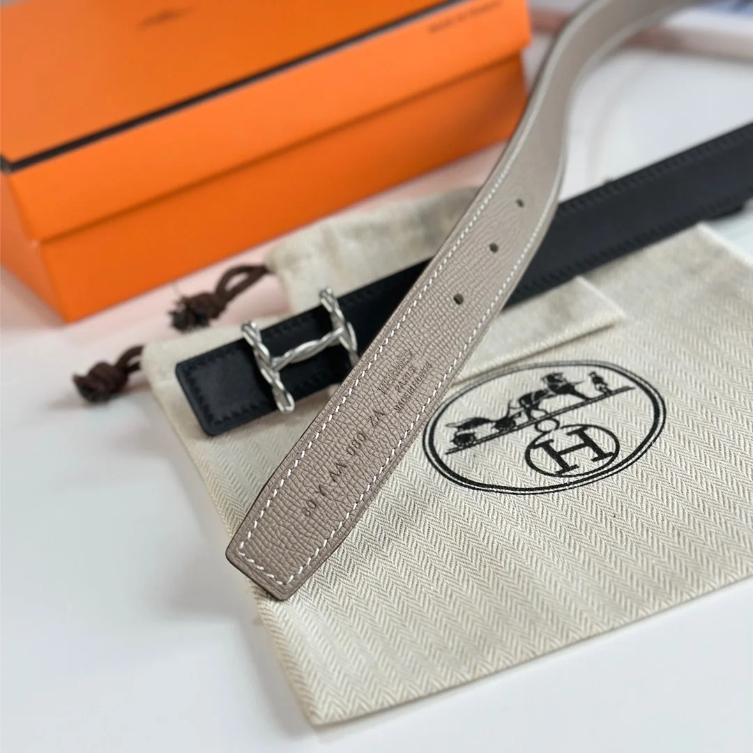 에르메스 H 트위스트 리버서블 베이지 벨트 24mm