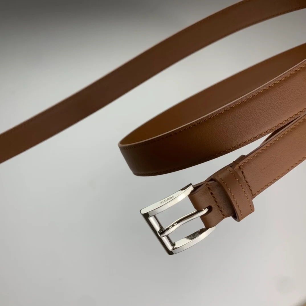 프라다 트라이앵글 로고 가죽 벨트 브라운 25mm