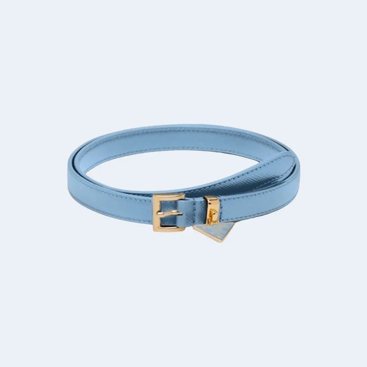 프라다 사피아노 레더 벨트 블루 15mm