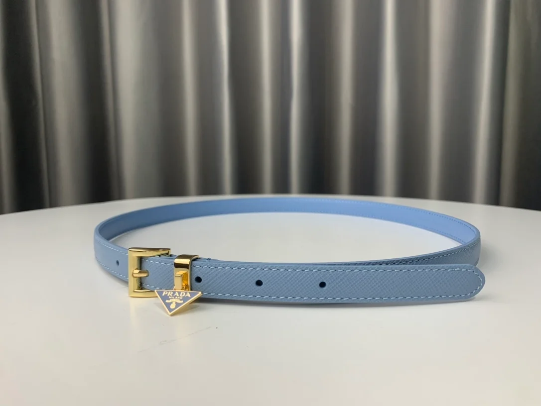 프라다 사피아노 레더 벨트 블루 15mm