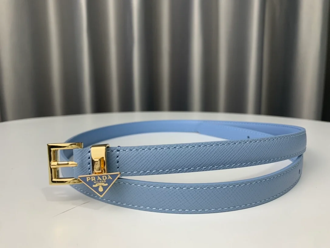 프라다 사피아노 레더 벨트 블루 15mm