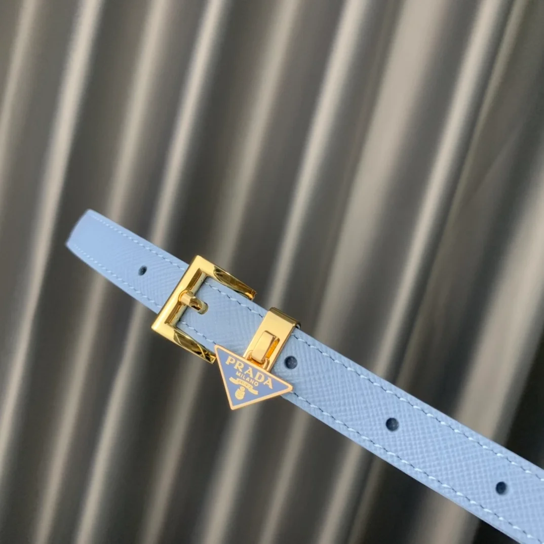 프라다 사피아노 레더 벨트 블루 15mm