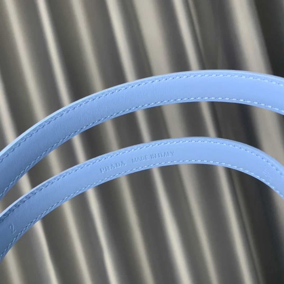 프라다 사피아노 레더 벨트 블루 15mm