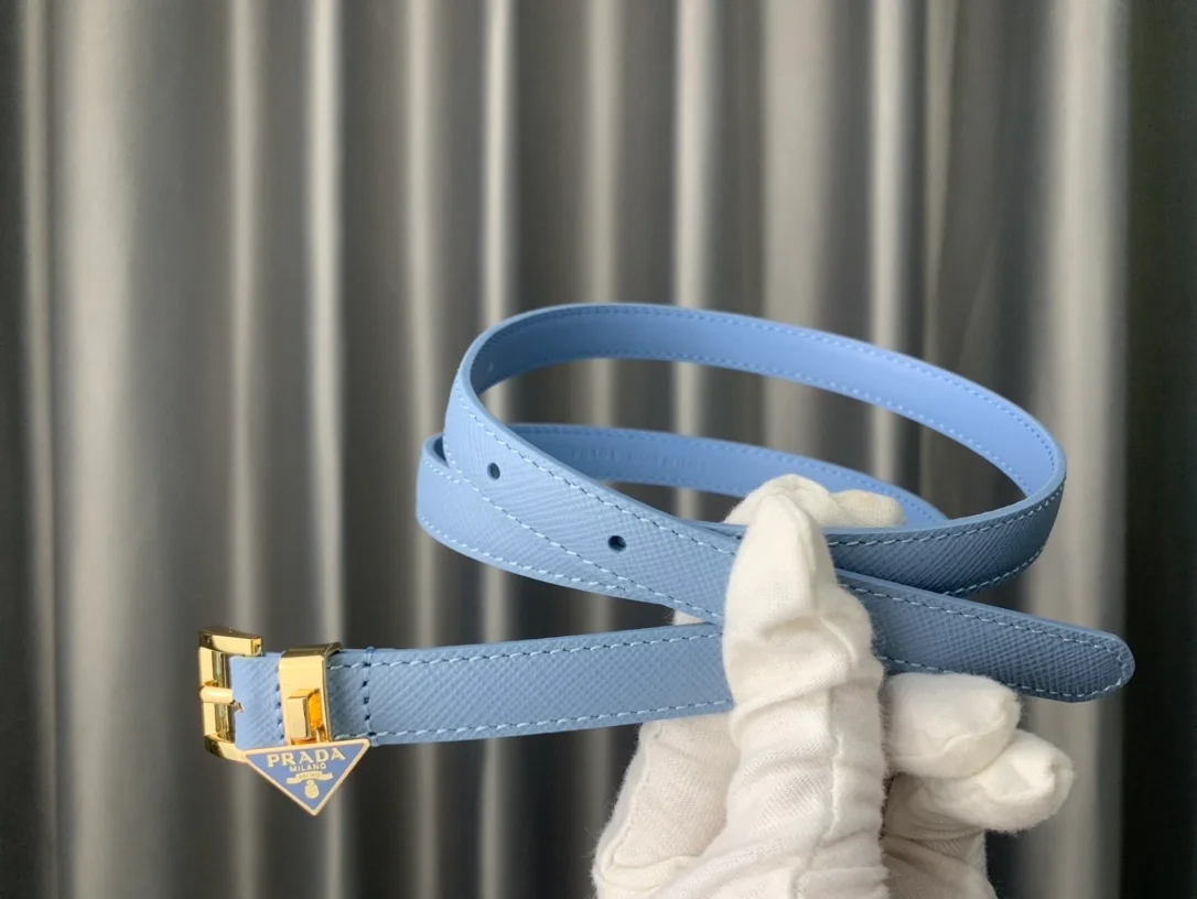 프라다 사피아노 레더 벨트 블루 15mm