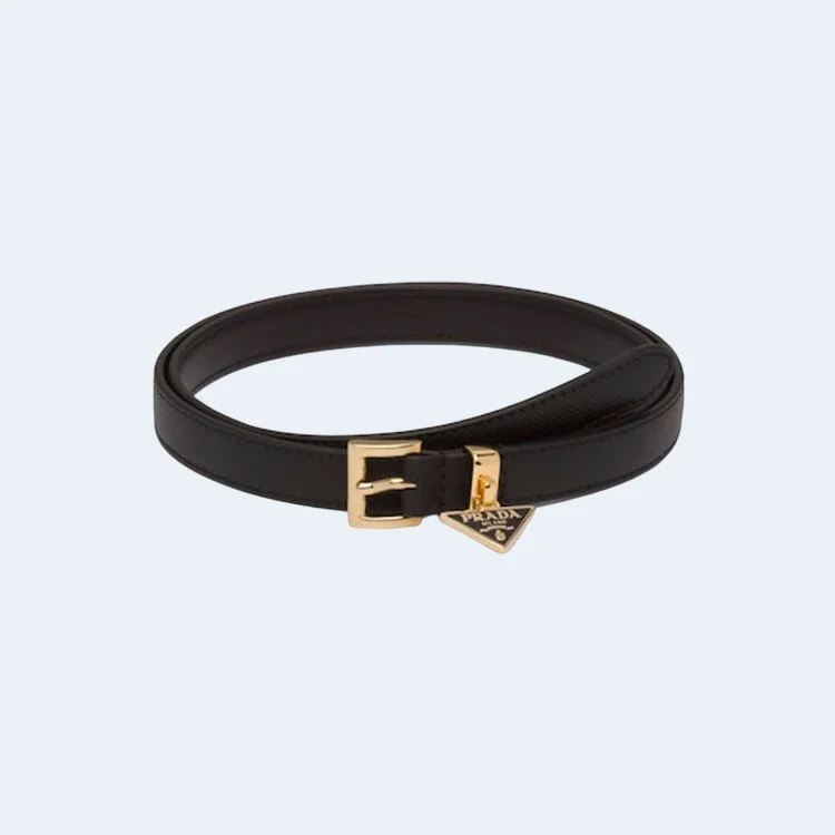 프라다 사피아노 레더 벨트 블랙 15mm